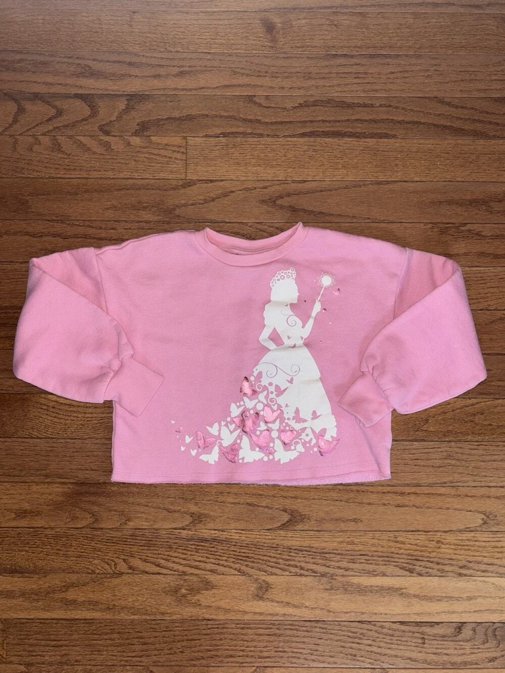 Wicked Glinda Girl’s XS 4/5 Pink Crewneck Sweatshirt Long Sleeve